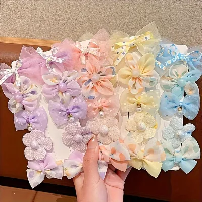 10 Pcs Cute Bow Baby Hair Clips (1 Pata)